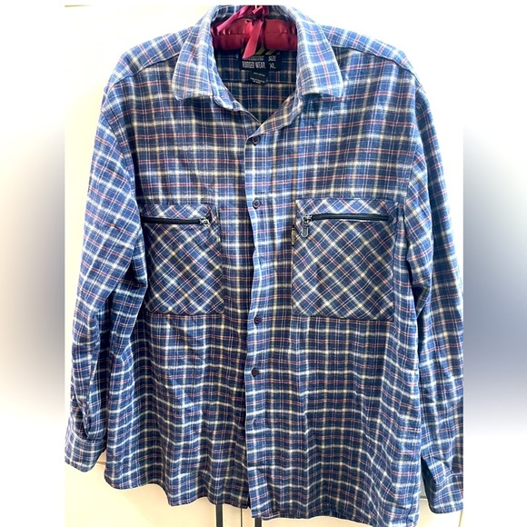 Blue Plaid Flannel Shirt Big Rock Canyon Rugged Wear Mens XL Blue - Picture 1 of 4